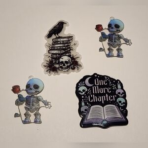 Books‎ Dark Romance Acrylic Flatback Charms Skeleton Focal Beads Badge Clip Pen